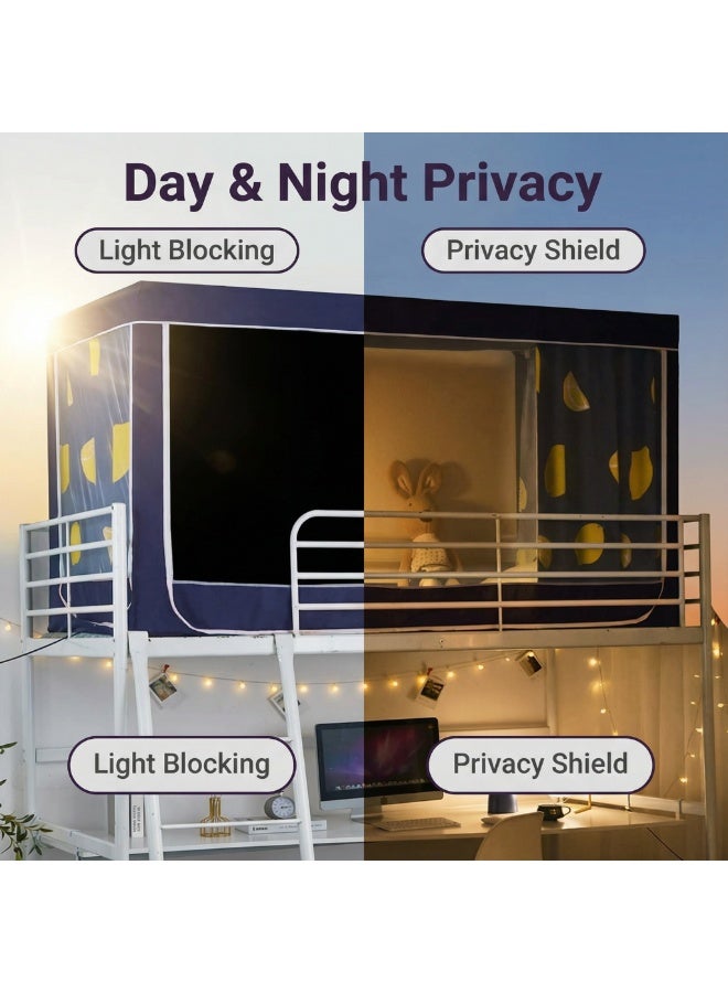 Y&D Blackout Upper Berth Bunk Bed Curtains Dormitory Room Lightproof Decorative Roommate Privacy Cover Canopy Photo Background Decor Backdrop Blackout Curtain 6 Panels with a Top - Image 2